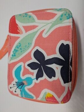 Vera Bradley Coral Floral Zip Pill Travel Compact Case
